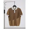 Camisa Polo Estilo Old Money con Cuello Campana, Tejido de Punto de Manga Corta para Hombre, Camiseta de Seda Helada para Negocios, Comercio Exterior Transfronterizo Venta al por Mayor