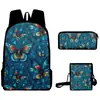 2025 Nuevo Producto Transfronterizo Elemento Mariposa Impresión Digital 3D Mochila Bolsa Escolar Mochila Bolso Cruzado Estuche Lápices DIY