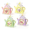 KZ034 Amazon Bule Vintage Chá da Tarde Flor Floral Festa 3D Portátil Caixa de Papelão Branca