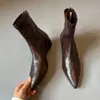 Nuevas botas versátiles para el día a día que aumentan la altura, delgadas, con tacón de cuña de 4.5 cm, punta fina, de cuero suave y elásticas, con cremallera trasera