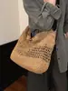 Bolsa de Palha Tecida Fashion com Recortes Simples para Mulheres 2026 Verão Grande Capacidade Estilo Vintage de Férias Bolsa de Ombro para Praia