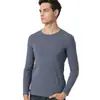Camiseta de Manga Comprida Masculina Primavera Camisa Base Branca Suéter Primavera e Outono Cor Sólida Roupa Íntima Masculina Tamanho Grande Top