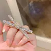 Nuevo Clip Lateral Elegante de Niña con Lazo y Diamantes Clip para Flequillo Pasador Simple Pinza para el Cabello Pinza de Pato Pinzas para el Cabello