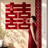 Decoração de Quarto de Casamento Veludo Vermelho Personagem Dupla Felicidade Adesivo de Porta com Adesivo Atrás Porta de Entrada do Quarto de Casamento Decoração de Adesivo de Personagem Tridimensional para Recém-Casados