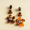 Pendientes Geométricos de Flor de Resina Transfronterizos Europeos y Americanos Otoplastias Maillard Otoño e Invierno Diseño Nicho de Gama Alta Joyería para Orejas Venta al por Mayor