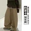 Pantalones de pierna ancha a cuadros retro rojos para mujer, nuevo estilo coreano de otoño, pantalones a cuadros rectos holgados y casuales para paseos tranquilos