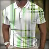 Estação Independente UE Transfronteiriça masculina novo POLO3D impressão digital casual de negócios manga curta gola lapela POLO