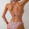 Aliexpress Traje de baño para mujer con estampado 2026 para aguas termales Bikini de corbata Bikini de playa Traje de baño Sexy Nuevo estilo europeo y americano