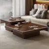 Mesa de Centro de Madera Maciza, Cuadrada, Minimalista, para Uso en el Hogar en la Sala de Estar, Sencilla, para Apartamentos Pequeños, de Estilo Antiguo, Mesa de Centro de Diseño Moderno Estilo Wabi-Sabi