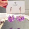 Pendientes elegantes de estilo coreano con forma de flor de lirio y circonita súper hada de plata 925, pendientes acrílicos frescos TikTok Net Red