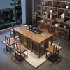 Nuevo Estilo Chino Balcón Madera Maciza Departamento Pequeño Mesa de Té y Combinación de Sillas Sala de Estar Mesa de Centro Kung Fu Mesa de Té para el Hogar Juego Integrado