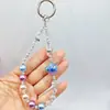 Cadena para Teléfono Móvil de Perlas de Lujo Ligero y Cristales con Cuentas, Cordón de Tres Colores con Estrella de Cinco Puntas, Llavero Colgante para Bolsa