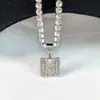 Collar con Colgante de Letra de Cobre con Circonita y Diamante Completo Moda Clásica Transfronteriza Hip-Hop DIY Joyería de Lujo de Alta Gama