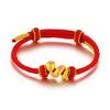 Jiu Feng Xiang 999 Oro Puro Chapado en Plata Corazón Zodiaco Serpiente Pulsera de Cuentas de la Suerte para Mujeres Linda Serpientita Año de Nacimiento Hilo Rojo Trenzado