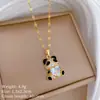 [Acero de Titanio] Collar de Panda de Ojos Negros Completamente Diamantado con un Diseño Único y Elegante, Cadena de Clavícula Versátil para Mujeres, Cadena de Acero de Titanio