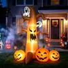 Árvore de Terror Fantasma Insuflável de 2,4 Metros Modelo Fantasma de Abóbora Decoração de Quintal Externo Ornamento Iluminado para Gramado