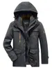 Abrigo acolchado de algodón grueso con forro polar, abrigo informal holgado de invierno para hombre, chaqueta acolchada de algodón con múltiples bolsillos para personas de mediana edad y mayores, abrigo acolchado de algodón de longitud media resistente al frío