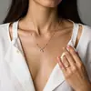 Collar Colgante Pequeño con Moño Calado, Cadena para Clavícula Simple, Fresca, Dulce y Linda, Joyería de Cadena de Cuentas de Moda para Mujeres