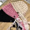 Turbante de Encaje Hueco con Borlas de Estilo Étnico para Mujer, Gorro Ligero de Punto para Primavera y Verano, Gorro Retro para Adelgazar el Rostro