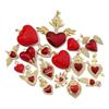 Colgante de cobre y circón con forma de corazón de melocotón, con siete cuentas, estilo estéreo, con forma de corazón de melocotón y aceite, accesorios de joyería DIY, collar con alas de palma.
