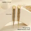 Pendientes Largos con Borlas de Bloques de Color Personalizados de Moda Transfronteriza Pendientes de Acero Inoxidable Estilo Europeo y Americano de Gama Alta Nicho Joyería para Orejas
