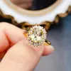 Anillo de Citrino Natural Popular al por Mayor de Fábrica con Incrustación de Plata S925 Piedra Principal 6*8 Joyería de Lujo Venta Directa de Fábrica