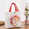 Bolsa de lona para o Festival do Meio Outono, embalagem de mão para bolo da lua e bolinho de gema de ovo, sacola de compras para presente, feita sob medida com logotipo, lembrança promocional