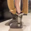 Botas de Nieve para Mujer Botas de Algodón Grueso con Piel 2026 Invierno Nuevo Largas de Caña Alta Moda Noreste Botas de Algodón Tipo Caballero Forradas de Felpa