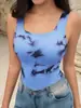 Camiseta sin mangas tie-dye sin costuras nueva para mujer de AliExpress, top ajustado estilo callejero europeo y americano de Amazon