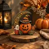 Artículo popular transfronterizo: Adorno de bandeja de mesa de madera de Halloween fantasma, decoración para escaparate del hogar, adorno de gato negro