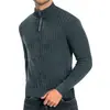 Suéter Masculino Gola Alta com Zíper Suéter Masculino de Outono Solto Suéter Casual Pulôver de Manga Longa