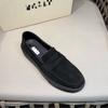 Novos Mocassins Slip-On Masculinos Confortáveis e Respiráveis em Camurça de Couro Bovino com Solados Grossos Costurados à Mão e Sapatos Casuais Versáteis para Dirigir