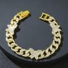 Pulseira Pulseira Pulseira Corrente Cubana Patchwork Borboleta Diamante Completo Personalizado Estilo Ins Europeu e Americano