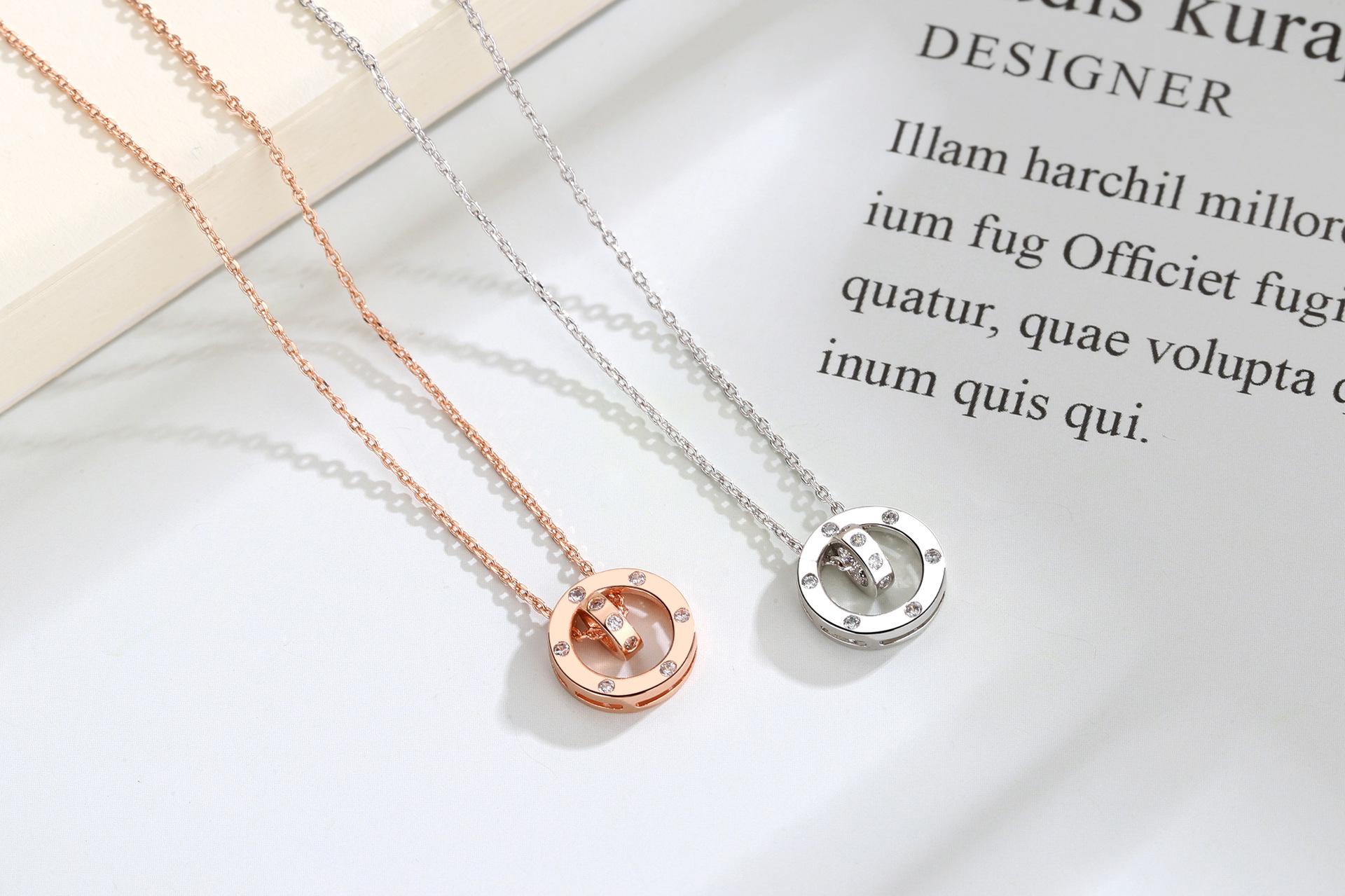 智贝详情图_1欧美流行短款锁骨项链女圆圈环吊坠时尚网红简约满