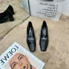 Zapatos de Mujer de Cuero Genuino de Tacón Medio, Nuevo Estilo Otoño 2025, Punta Cuadrada, Tacón Grueso, Color Sólido, Versátiles Zapatos de Abuela de Cuero Suave de Tacón Alto