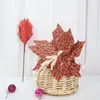 25cm Flores de Natal com Pó Dourado Decorações de Árvore de Natal Guirlanda de Natal Enfeites Acessórios de Decoração de Festa Decoração de Natal