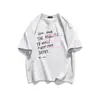 Blusa de Verão Feminina Estilo Coreano Doce com Estampa de Letras, Gola Redonda e Manga Curta, com Sensação Relaxada e Versátil para o Trabalho e Uso Casual