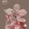 2026 Presilha de Cabelo Flor de Cristal Rosa Estilo Floresta Super Feérica Presilha de Cabelo para Testa de Alto Padrão Presilha Lateral para Mulheres Elegante Presilha de Bico de Pato Versátil