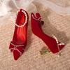 Zapatos de boda de tacón grueso para mujer, nuevos 2023, con hebilla, tacón grueso, de una sola capa, gran cantidad y favorables
