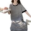 En Stock Código Secreto de Tiktok Vestido de Noche de Tirantes Finos y Manga Corta para Mujer, Rayas Burbuja Blanco y Negro, Fuente de Tienda en Línea, Envío Directo de Una Pieza, Envío Gratis