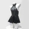 Lingerie Sexy Vermelha, Tecido Brilhante Transparente Sexy, Saia Plissada de PU, Minissaia de Couro, Tentação de Uniforme, Transparente 2820