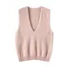 Suéter de cashmere escovado, colete de tricô gola redonda, camada base quente, colete sem mangas, camisa base versátil, colete suéter