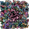 Compra direta transfronteiriça: 56 peças de adesivos de grafite de desenho animado de unicórnio neon, design fofo de cavalo arco-íris, adesivos decorativos de brinquedo para crianças
