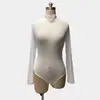 Mono sexy de malla transparente con costuras, manga larga, shorts para mujer, actuación de baile, discoteca, top sexy de una pieza
