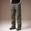 Producto de exportación de alta calidad: Pantalones softshell para exteriores con forro polar, a prueba de viento e impermeables, pantalones casuales rectos de invierno para hombre, pantalones de trabajo multibolsillos