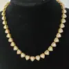 Nova Corrente Cubana de Liga de Zinco 11mm em Formato de Coração com Pedras Completas Clavícula Corrente Moda de Luxo Modelo Elegante Feminino