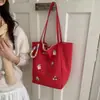 Bolso Tote Rayado para Mujer Estilo Coreano ins Estilo Perezoso Versátil Doble Cara Estudiante Gran Capacidad Viaje Casual Bolso de Hombro