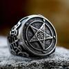 Acero Guerrero comercio exterior acero inoxidable Lucifer Satan anillo para hombre anillo de acero de titanio retro europeo y americano desgastado