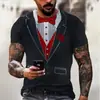 Camiseta Nueva Transfronteriza Degradado Ropa de Trabajo Estampado Creativo de Patrón Talla Grande Holgada Esenciales Camiseta de Manga Corta