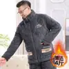 Pijama de Hombre Invierno Engrosado Forrado de Felpa Acolchado de Tres Capas Coral Fleece Ropa Cálida para el Hogar para Mediana Edad y Ancianos Talla Grande